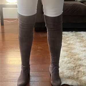 Stuart Weitzman Slate Grey Over-the-Knee Boots